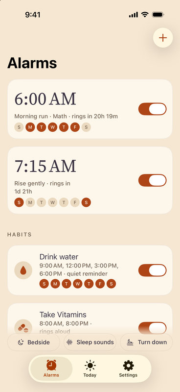The same alarm list in the Golden Hour look