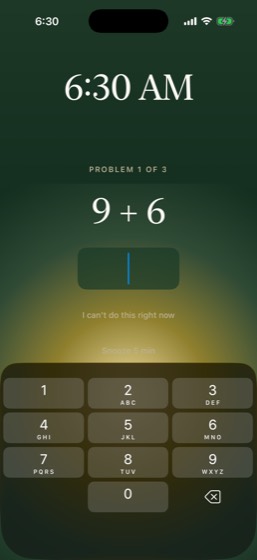 A wake-up challenge on screen with a sunrise rising as it is solved